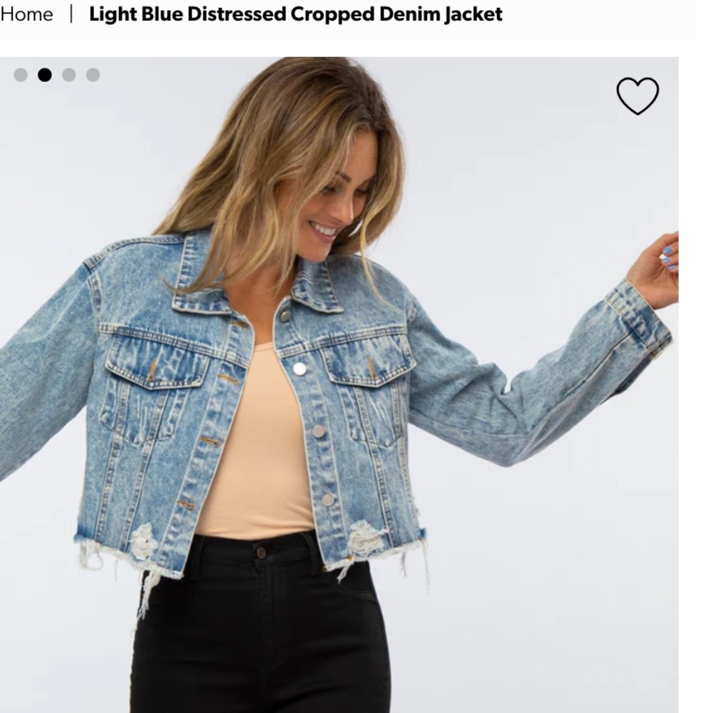 Cropped Raw Hem Denim Jacket